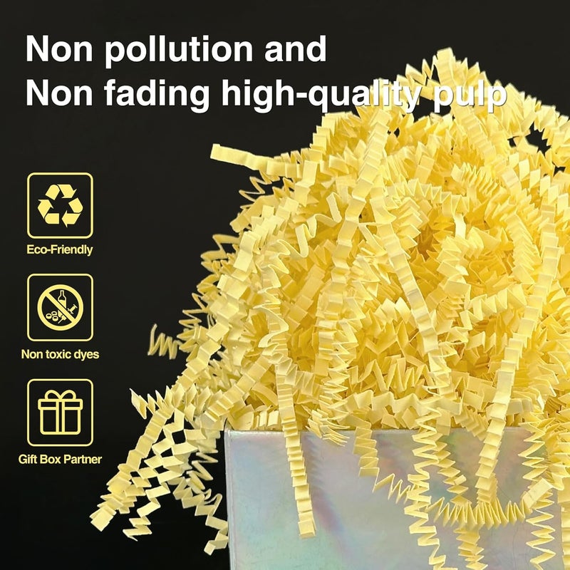 Corlcol 1LB Crinkle Paper Shred Filler for Gift Box Bag and Basket On Holidays(Light Yellow) - Image 3